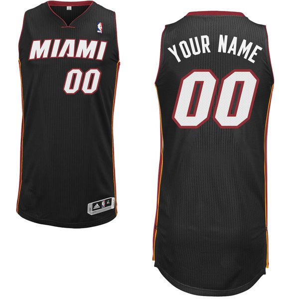 Men Miami Heat Black Custom Authentic NBA Jersey